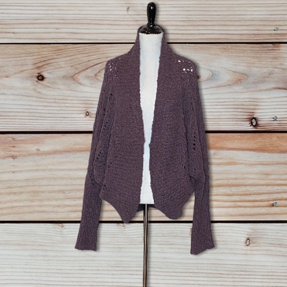 Anthropologie MOTH Plum Open Knit Cocoon Sweater Size Small - Picture 4 of 9
